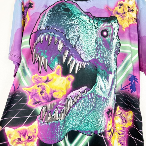 Rage On T-Rex & Kitten Graphic Tee Shirt Short Sleeve Men's Size XL - Picture 2 of 8